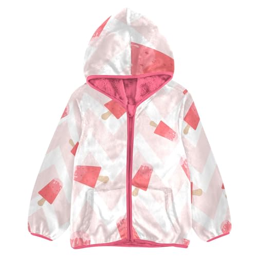OTVEE Watermelon Popsicle Stripe Kids Hoodie Jacket Fall Spring Full Zip Warm Outwear Coat