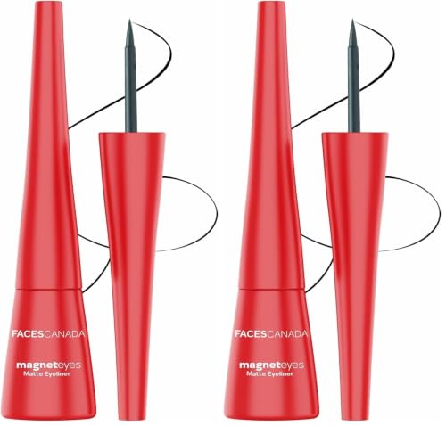 Image of FACES CANADA Magneteyes Eyeliner - Black, 4.5ml | Intense Matte Finish | Quick Drying | 24HR Long Lasting | Fine Tip For Precise Smooth Application | Almond Oil Enriched | Waterproof | Smudgeproof