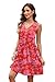 XIEERDUO Summer Dresses for Women 2026 Elegant Classy V Neck Baby Doll Dress Beach Vacation Clothes Elastic Waist Ruffle Pink Floral L