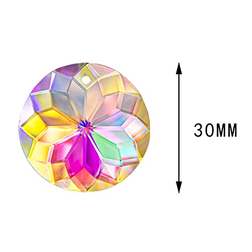 24Pcs 30Mm Crystal Glass Flower Beads Diy Suncatcher Supplies Ab Color Glass Faceted Sun Catcher Beads #TOP5