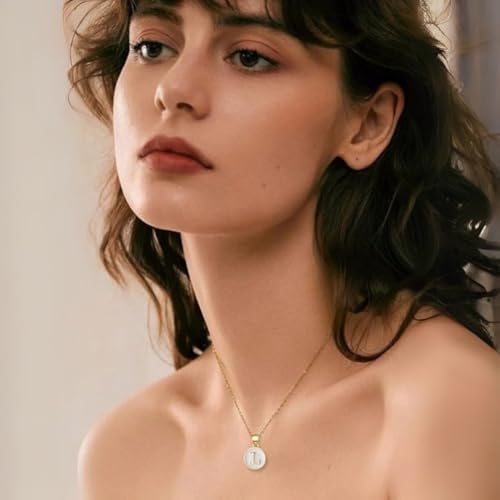 Image of Giftana Alphabet Locket with Chain, White Enamel Letter A-Z Pendant Necklace for Girls, Personalized Initial Name Gold Plated Pendant Necklace Gift for Girlfriend, Valentines Day Gifts for Woman