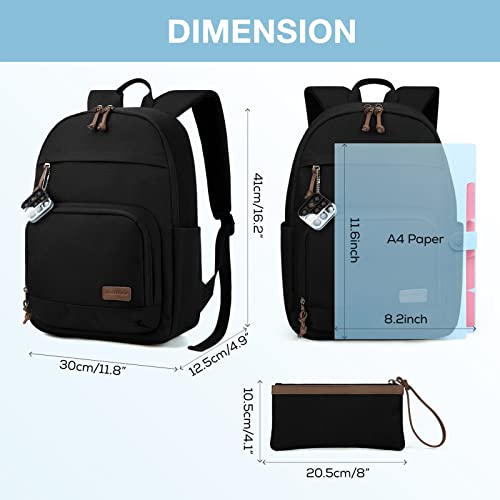 Mommore School Backpack For Boys Girls 6-8 Years Old Lightweight Kids Bookbags Casual Daypack With Luggage Strap, Black #TOP2