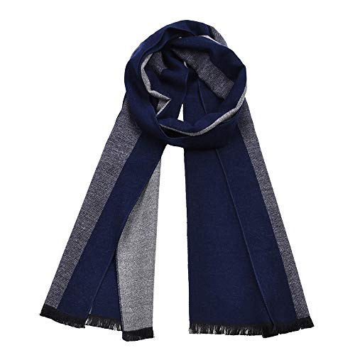 XLEI Mens Soft Scarf for Autumn and Winter,Simple and Elegant Long Thick Plush Scarf,Navy