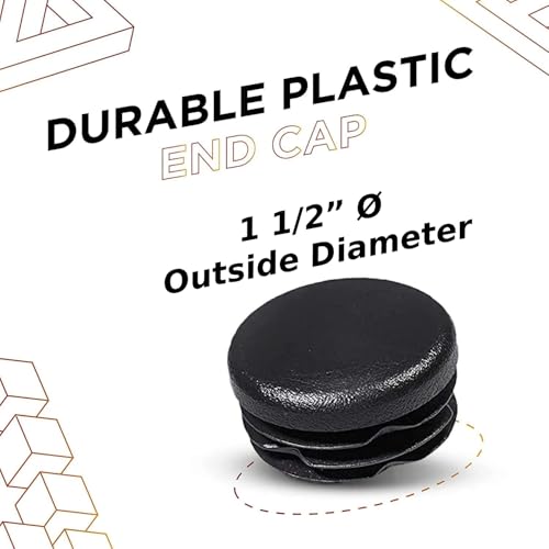Image of Prescott Plastics 1 1 /2 inch (38.1mm) Outer Diameter Ribbed Plastic Hole Plugs, Round Black Metal Tubing End Caps, Strong Furniture Leg Inserts, Impact & Weather Resistant, Made in The USA - 4 Pack