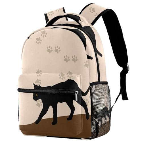 Sac à dos d'école chat noir 29x20x40cm pour ado et fille
