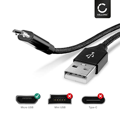 CELLONIC® Cable USB Datos 2m Compatible con DBPower N5 4K EX5000, Tonbux 4K Sport Action Camera, ThiEye i60e T5e 4K WiFi Action CAM Cable de Carga Micro USB a USB A 2.0 2A Negro conexión USB Nylon