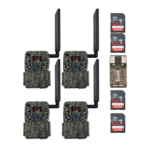 Browning Trail Camera 24 Megapixel Defender Wireless Vision Pro HD (4-Pack) Bundle with 4X 32GB Memory Card and Card Reader (9 Items) - Browning