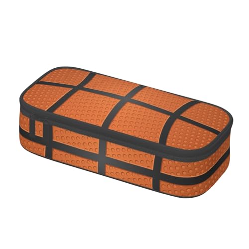 Image of Basketball Ball Texture Pencil Case Big Capacity Storage Pencil Pouch Stationery Bags With Zipper Portable Pen Holder Box Organizer For Boys Girls Teens Student College School Office Supplies