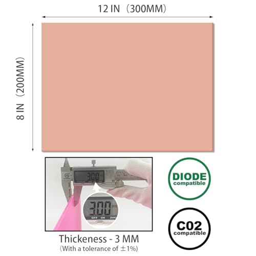 Image of 2pcs Pastel Cell Cast Acrylic Sheets Dusty Mauve 1 /8inch (3mm) 7.87x11.8 200x300mm Glossy Matte Laserable Plexiglass Sheets Plasitc Board for Laser Cutting Engraving DIY Project Craft Sign