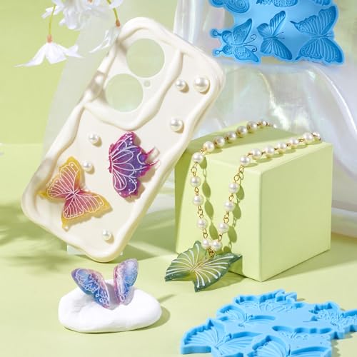 PandaHall 2pcs Butterfly Pendant Silicone Molds Fairy Wings Casting Resin Molds Insects UV Resin Mould for Epoxy Crafts Jewelry Making Deep Sky Blue - Image 2