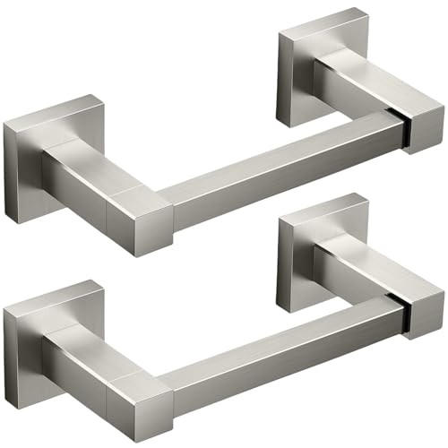 Image of FORIOUS Toilet Paper Holder Wall Mount, Stainless Steel Rustproof Double Post Pivoting Tissue Roll Holder for Bathroom, Commercial Toilet Paper Dispenser (Stainless Steel, Square 2 Pack)