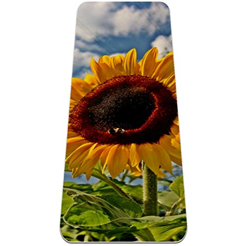 Eslifey Field Nature - Esterilla de yoga para verano con diseño de girasol, gruesa, antideslizante, para mujeres y niñas, suave para pilates, (182,8 x 60,9 cm, 0,6 cm de grosor)