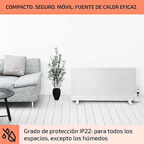 Oneconcept Radiador Electrico Bajo Consumo Pared, Radiador Aceite para Casa Silencioso, Estufa de Aceite 1000W con Termostato, Radiadores Bajo Consumo Electricos, Portátil con Control Táctil