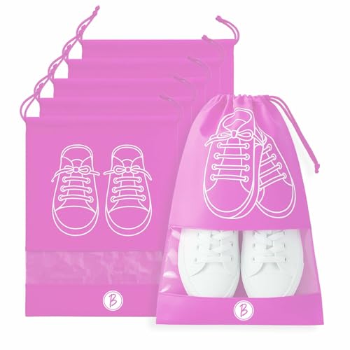 Image of Btag Shoe Bag for Travel & Storage | Water-Resistant Shoe Organizer for Men & Women | Portable, Foldable Shoe Cover for Luggage & Closet | Travel Accessories for Footwear Protection (Pink,Pack of 6)