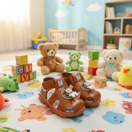 Image of Kids Chu-Chu Sound Musical First Walking Cozy Sandals for Baby Boys and Baby Girls Age 9-22 Months