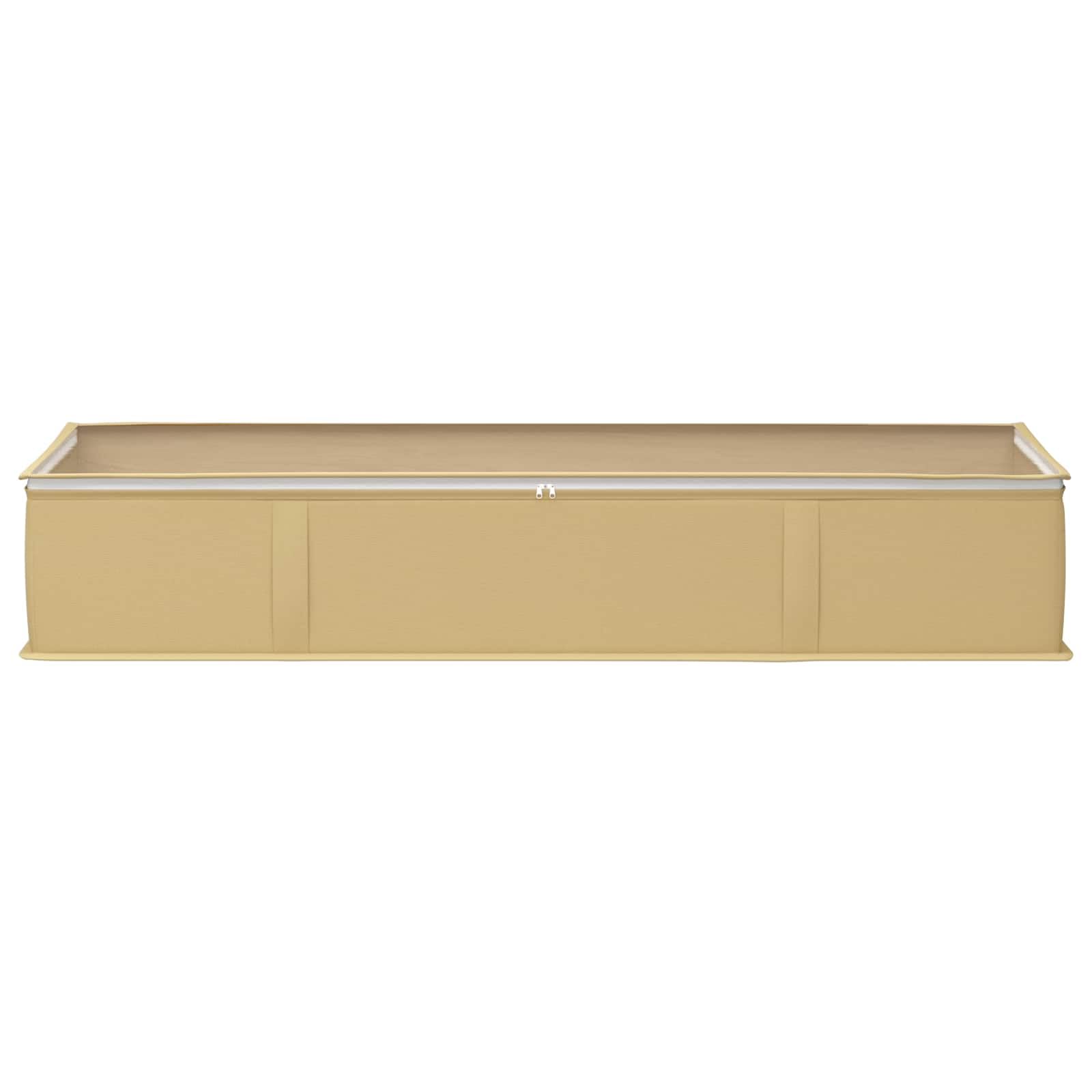 6 Scatole Stoccaggio Con Finestra Trasparente 100x50x18 cm Crema | Tessuto non tessuto traspirante, pieghevole, maniglie laterali, doppie cerniere, per vestiti e biancheria