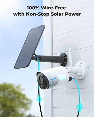 Reolink Solar Wifi Camera Security Outdoor, 100% Wire-Free, No Hub Needed, 3Mp, 2-Way Talk, Night Vision, Smart Motion Detection, Works With Alexa, Argus Eco With Solar Panel #TOP2
