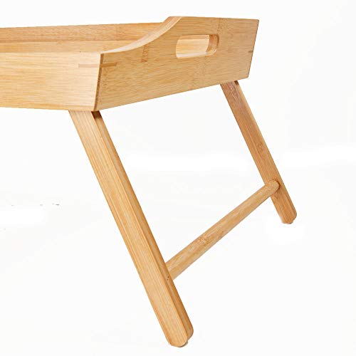 Decopatent Bamboe inklapbare bedtafel voor op bed met dienblad - Houten Bedtafeltje - Laptoptafel - Ontbijt Bed - Bank dienblad