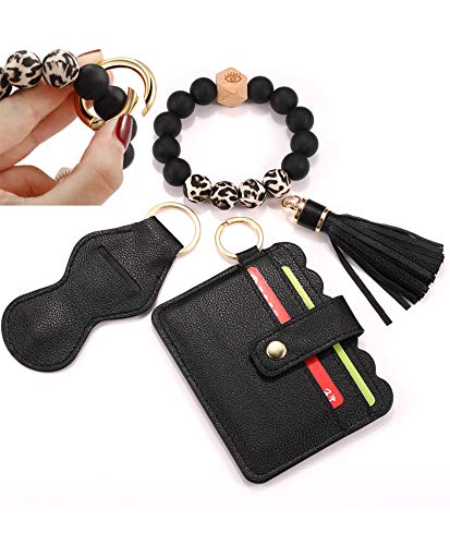 Bvga Wristlet Keychain Bracelet With Wallet，Silicone Bead Keyring Bracelet Bangle Car Key Ring Holder Tassel Keyring For Women #TOP2