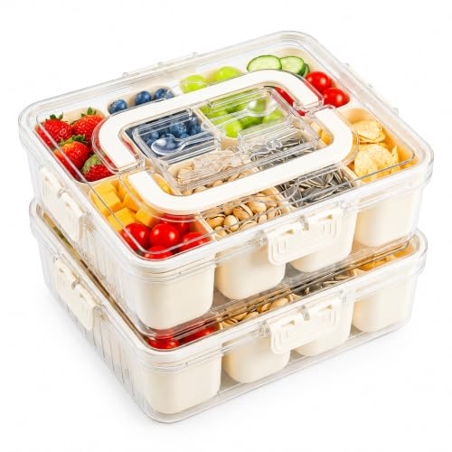 Snackle Box Container: 2-pack 8-compartment tray with lids