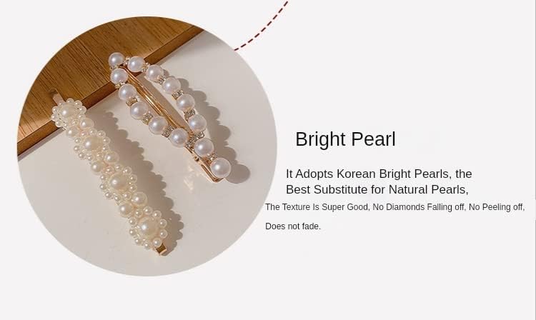Miniatura 6 de Clip lateral de perlas, con diamantes de imitación, para mujeres y niñas, elegante horquilla (clip de perla, 10 unidades)