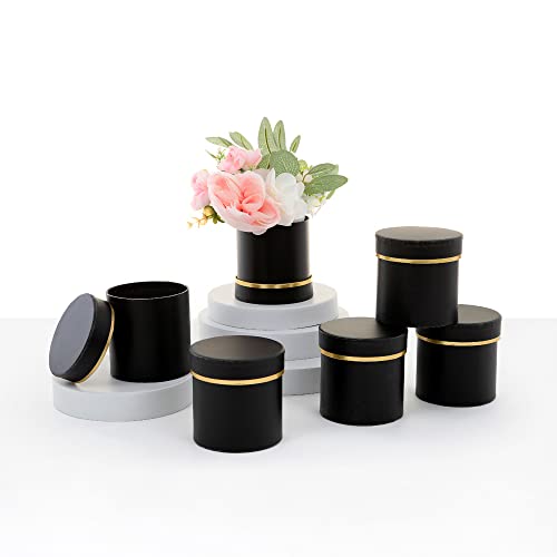 UNIKPACKAGING Set of 6 pcs, Small Round Shaped Flower Gift Boxes, 4