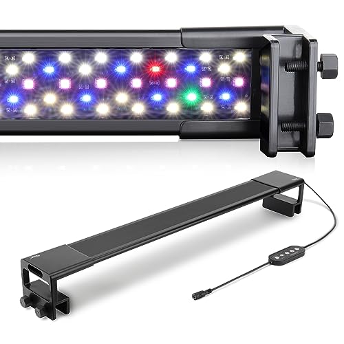 Hygger Clip On Aquarium Light, Full Spectrum LED Aquarium Light, 48W 24/7 Lighting Fish Tank Light with 10 Colors, Adjustable Timer,3 Modes for 120-132cm Planted Tank