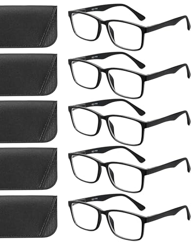 JOLISU Reading Glasses for Men and Women, 5 Pack Readers with Crystal Blue Light Lenses, Lightweight Eyeglasses with Spring Hinge-2.00
