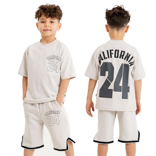 Image of Gold Class Kidswear Boys Summer Outfit Cotton T Shirt Short Trendy California Print Boys Casual Outfits