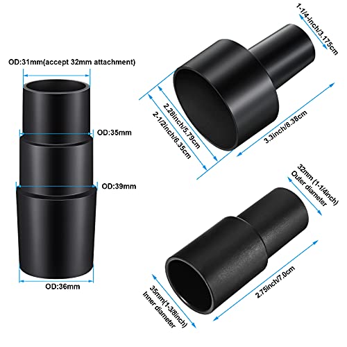image for Honoson 3 Pieces Vacuum Hose Adapter, 2-1/2 Inch to 1-1/4 Inch, 1-1/4 