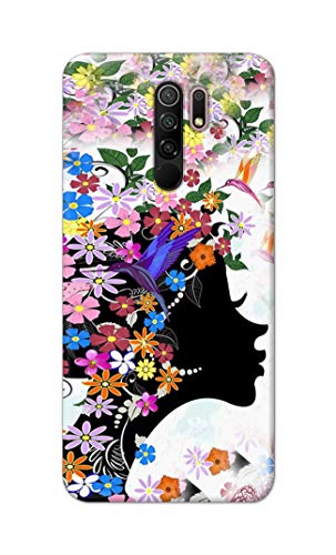 Image of Printed Hard Back Cover Case for Mi Redmi 9 Prime Back Cover (Floral Hairstyle Girl) -1803