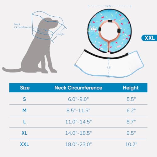 Image of Supet Sponge Dog Cone Collar Stop Licking After Surgery, Dog Donut Collar | Adjustable Dog Recovery Collar Alternative, Detachable Shield, Soft, Comfy Cone, Neck Pillow for Large Dogs