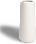 White Ceramic Vase - 9" Dual Use for Dried Flowers & Hydroponics | Modern Minimalist Home Décor | Tall Sturdy Flower Vase