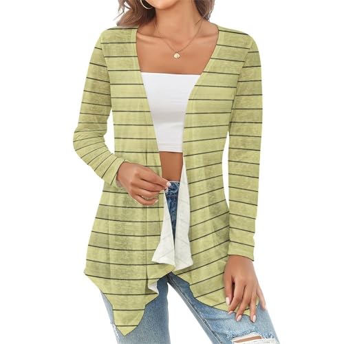 Long Cardigans for Women Trendy - Bright Yellow Wood Grain