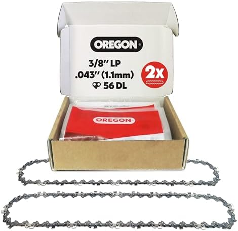 Oregon Sägekette für 40cm Schwert, 3/8" LP, 1,1mm Stärke, 56 Treibglieder | 2er-Pack, Fase-Meißel, Geringer Rückschlag, Ersatzsägekette für Makita, Dewalt, Husqvarna und mehr
