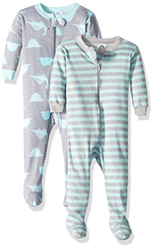 Gerber Baby Boys Organic 2 Pack Cotton Footed Unionsuit, 3 months, DINO