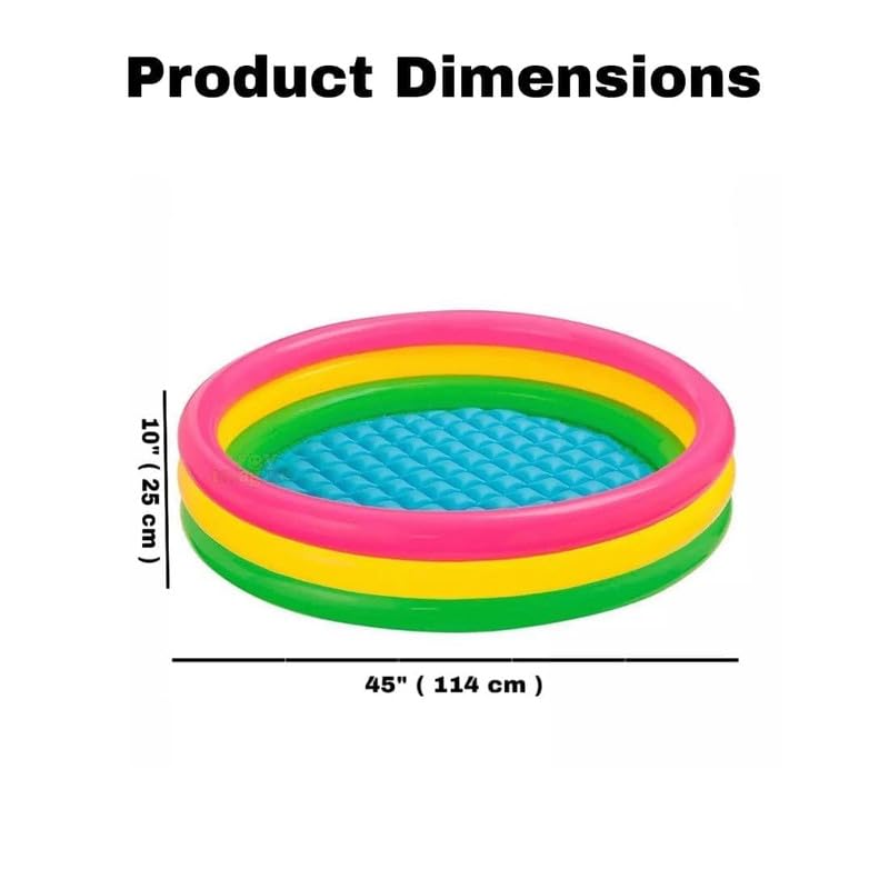 Image of New 5 Ft Round Sunset Glow Swimming Pool Inflatable Colourful Ring Portable Bath tub for Kids 0-5 Years Indoor Outdoor (Multi Color)