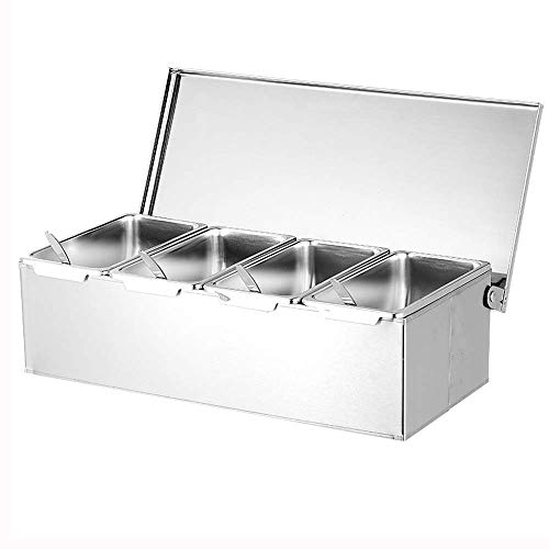 MANXUEUP Boîte d'assaisonnement en Acier Inoxydable Boîte d'assaisonnement à Quatre Compartiments pour ménage, boîte d'assaisonnement pour boîte de Rangement Domestique