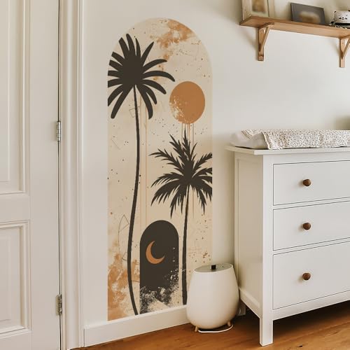 Vinilo decorativo grande arco boho palmera para pared miniatura 3