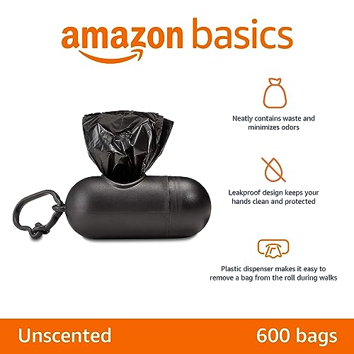 Amazon Basics Dog Poop Bags with Dispenser, 600 Count, Enhanced for Guaranteed Leakproof, Unscented, Includes Leash Clip - Image 3