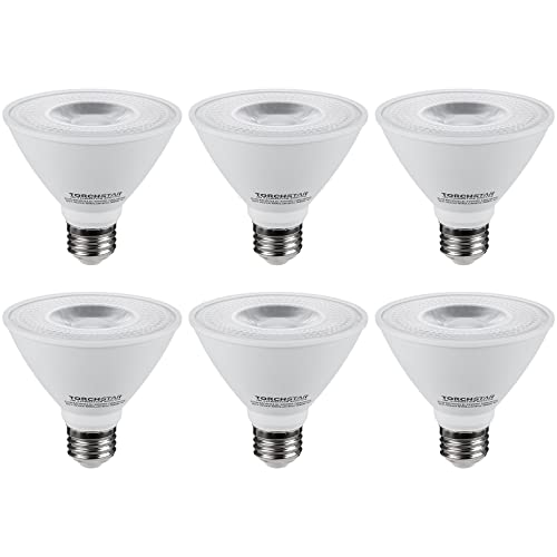 TORCHSTAR PAR30 Short Neck LED Flood Light Bulb, 8W Equivalent 75W, CRI90+ Dimmable, UL Listed, E26 Base, 800 LM Spot Light Bulbs, 5000K Daylight, Pack of 6