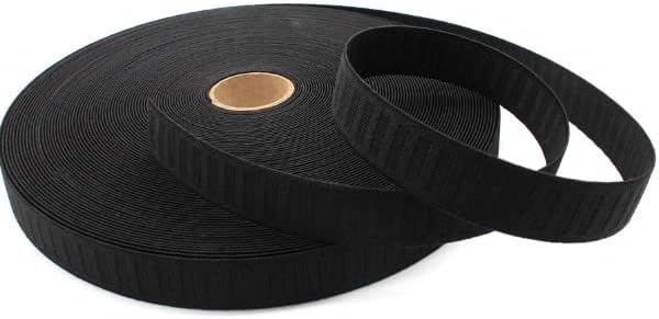 Non Roll Strong Black Elastic - Polyester - Color: Black - Choose Your Size & Length (Black - 1" 1/4th Inches - 36 Yards)