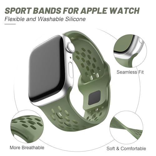 Image of VEMIGON Breathable Sport Band Compatible with Apple Watch 38mm 40mm 41mm 42mm 44mm 45mm 46mm 49mm, Soft Silicone Replacement Strap for iWatch Series 11 10 9 8 7 6 5 4 SE3 SE2 SE Ultra 3 2 1 (No Watch)