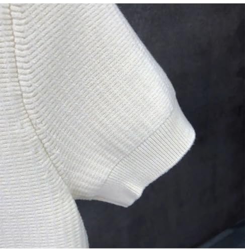 Men's Casual Turn-Down Collar Slim Fit Solid Color Short Sleeve Knitted Pullover Sweater4