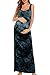 Smallshow Women's Split Long Maternity Dress Sleeveness Ruched Pregnancy Clothes Small Tie Dye Grey Black