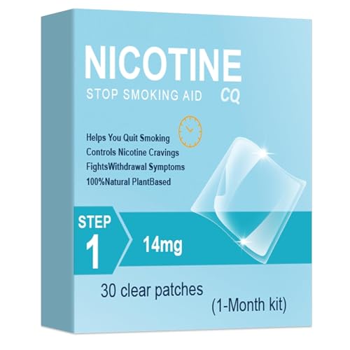Nicotine Patches 14mg 30ct – Strong Adhesion, All Skin Types – Stop Smoking Aid, Nicotine Replacement Therapy, 24-Hour 1-Month Supply