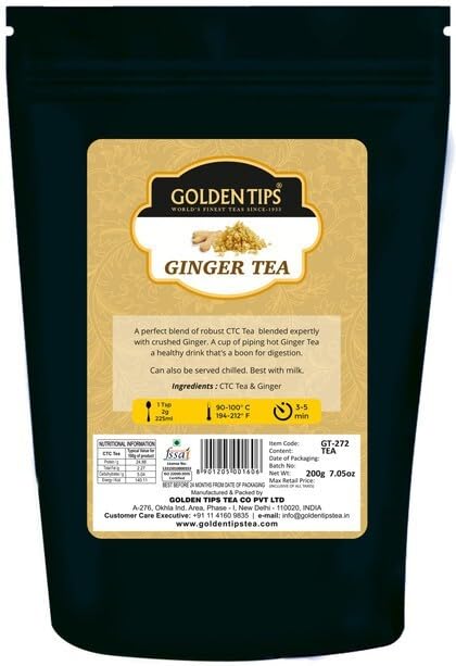 Golden Tips Special Ginger CTC Black Tea Indian Masala Chai Loose Leaves Pouch (200 Gram, 80 cups) (B071DXH146) Amazon Price History, Amazon Price Tracker