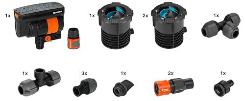 Gardena Sprinkler System Starter Set Pipeline with Oscillating Sprinkler: Complete starter set for the pipeline system, water intake all around the house and garden, underground install (08272-20)