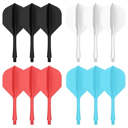 CyeeLife Lot de 6 ailettes et tiges de fléchettes intégrées, ailettes et tiges de fléchettes - Filetage 2BA | Design Monobloc pour Une durabilité et Une précision...