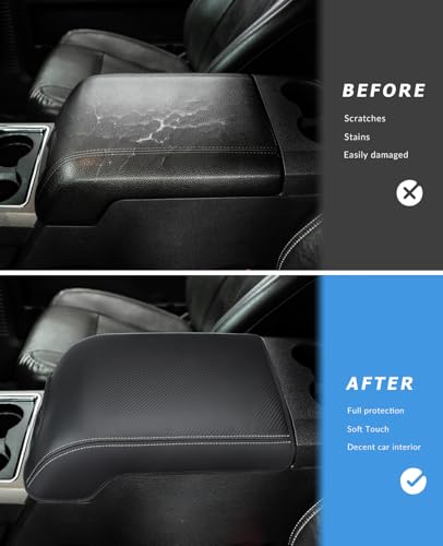 Image of INTGET Center Console Cover for Ford F250 F350 F450 F550 2011 2012 2013 2014 2015 2016 Super Duty Accessories for F-250 F-350 F-450 F-550 Car Interior Armrest Arm Rest Cushion Lid Pad